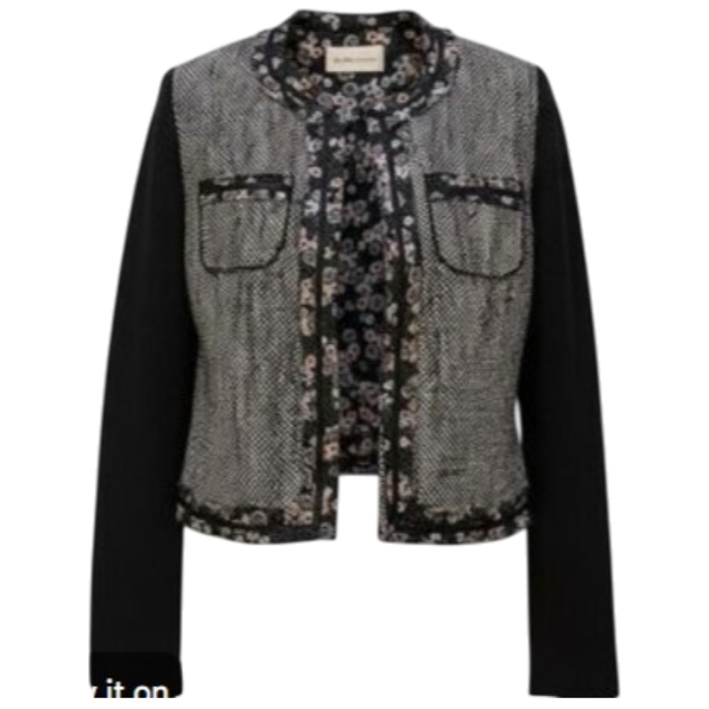 BCBGeneration black and white floral tweed jacket Medium 6-10